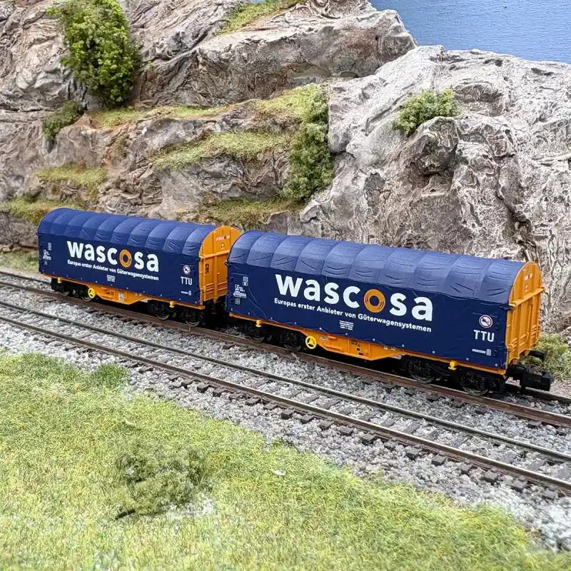 2 wagons à bâche coulissante type Shimmns, Wascosa, Ep. VI - FLEISCHMANN 6660105 - N 1/160 Jusqu'à Épuisement Des Stocks
