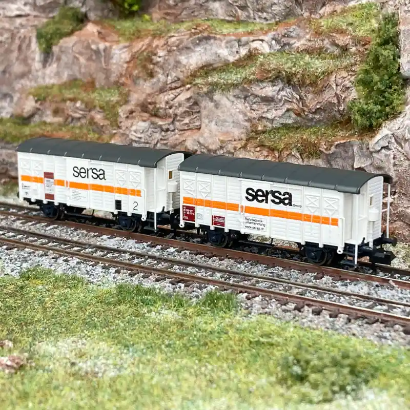 2 wagons couvert Gms (ex K3) maintenance, Sersa, Ep V - HOBBYTRAIN H24253 - N 1/160 Commander Maintenant