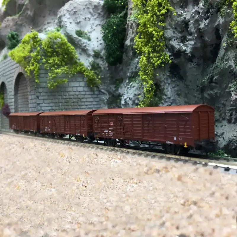 3 wagons de marchandises type Gbs 258 DB Ep V-N 1/160-MINITRIX 18901 Vente Flash