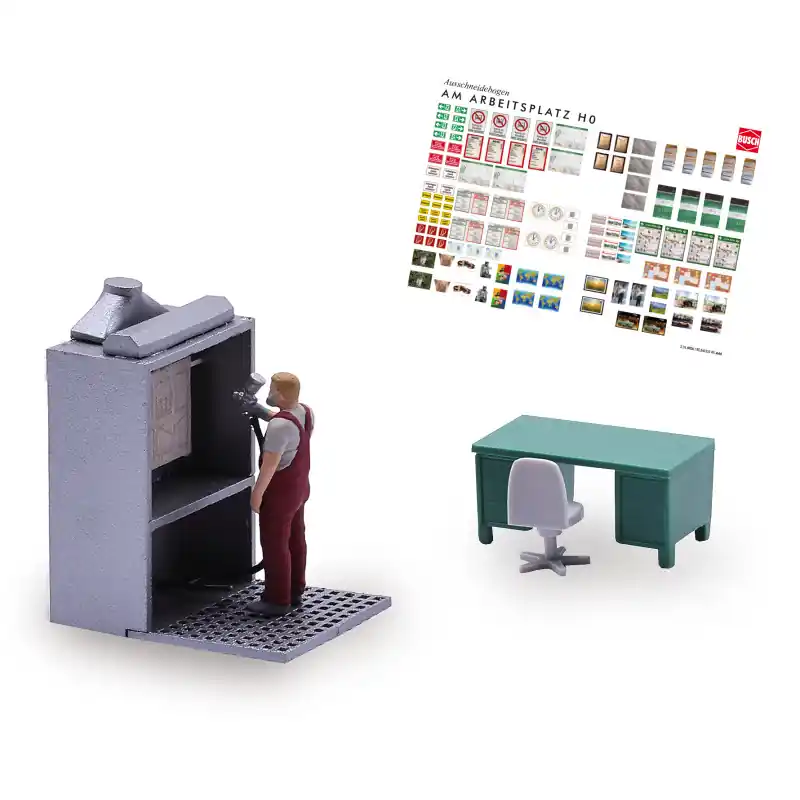 Coffret d‘actions, Peintre avec cabine - BUSCH 79905 - HO 1/87 Jusqu'à Épuisement Des Stocks