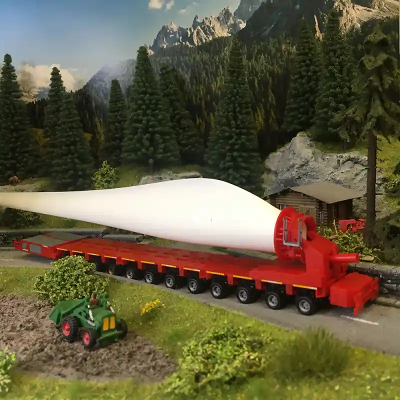 Transporteur de pale d‘éolienne, Goldhofer FTV 300, avec pale, Mammoet - HERPA 320054 - HO 1/87 Jusqu'à Épuisement Des Stocks
