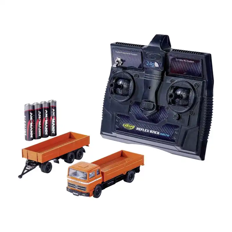 Camion Mercedes Benz + remorque orange - 1/87 - CARSON 500504159 Commande En Gros