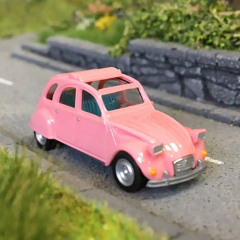 Expédié Aujourd'hui Citroën 2cv, cabriolet ouvert, rose, 1974 - HERPA 020824-008 - HO 1/87