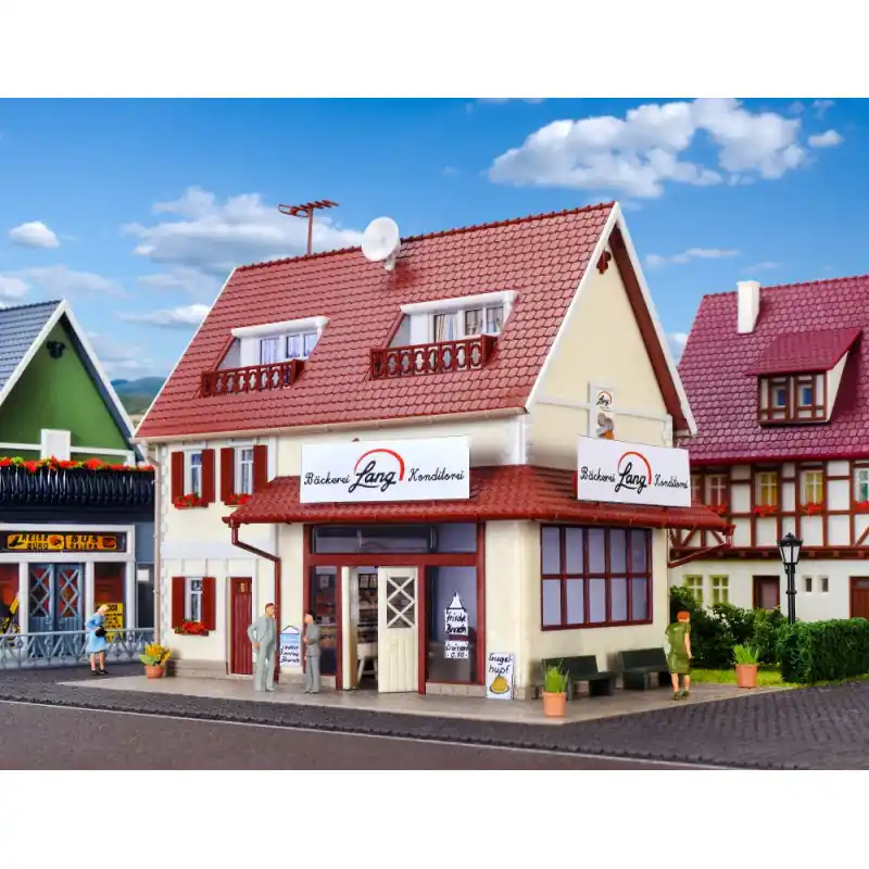 Offre Exclusive Boulangerie Lang avec intérieur et éclairage LED, kit fonctionnel - VOLLMER 43633 - HO-1/87