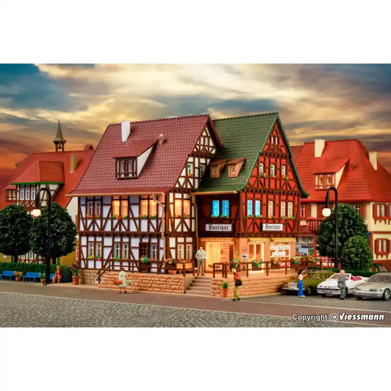 Boutique avec éclairage intérieur et LED, kit fonctionnel - VOLLMER 43694 - HO-1/87 Satisfait Ou Remboursé
