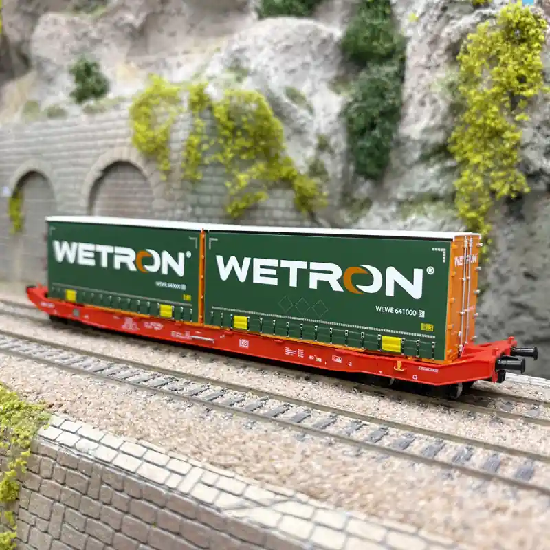 Top Vente Wagon porte conteneur type Sgkkms 698, "Wetron", DB, Ep. VI - MEHANO 28412 - HO 1/87