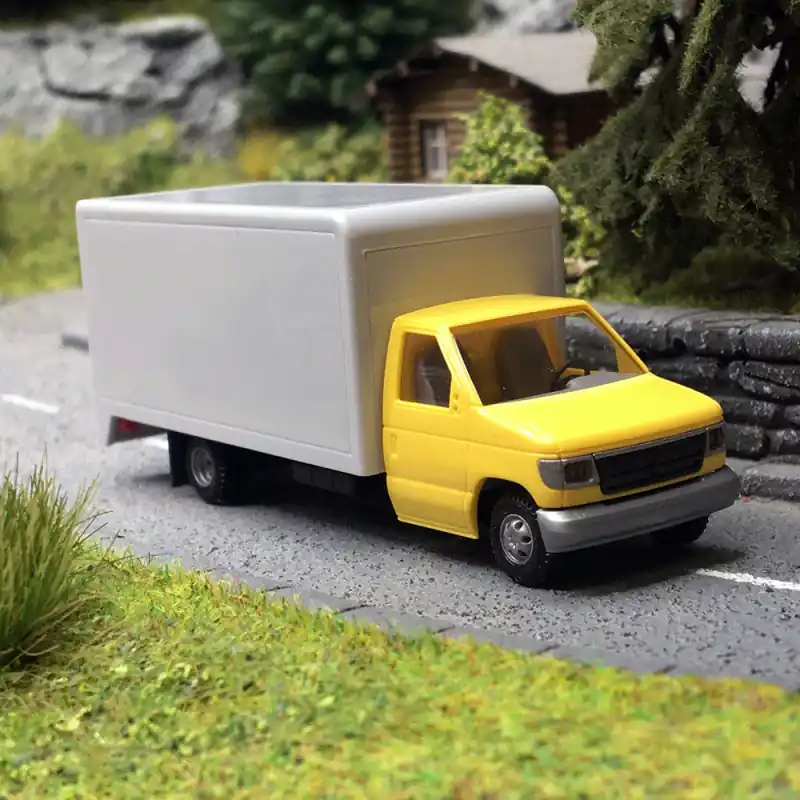 Produit De Marque Ford E-350 fourgon Jaune / Gris clair - Busch 89117 - HO 1/87