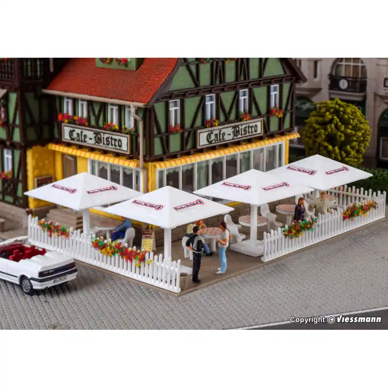 4 parasols pour terrasse ou restaurant - VOLLMER 45138 - HO 1/87 Expédié Aujourd'hui