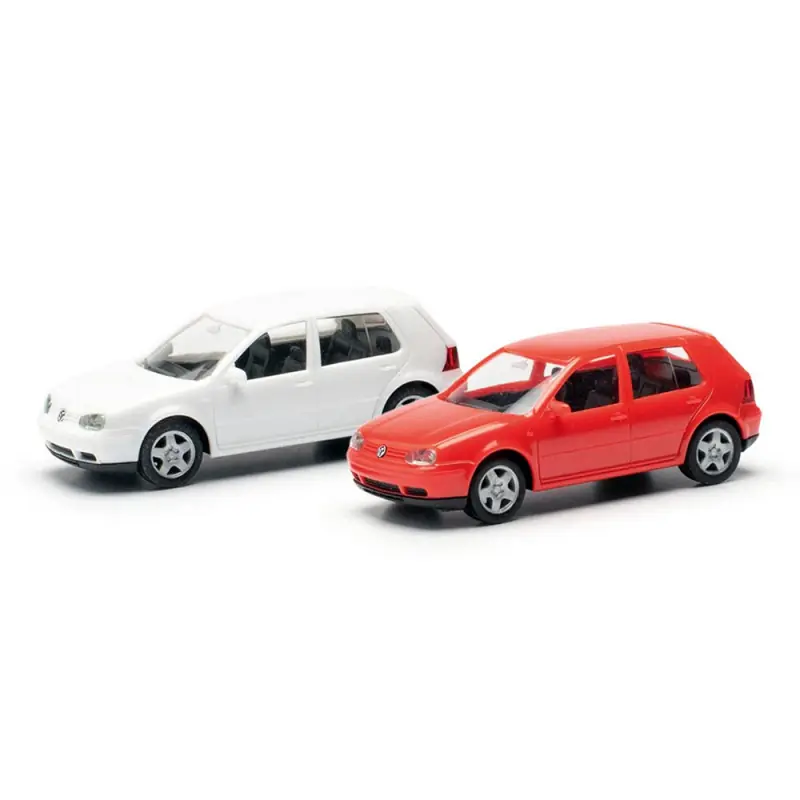 2 Volkswagen Golf IV MINIKIT, Blanc et Rouge - Herpa 013956 - HO 1/87 Commande En Gros