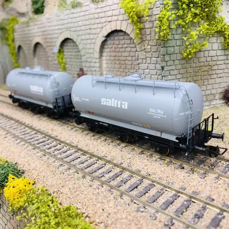 Marque 2 wagons-citernes 3 axes "Saltra", RENFE, Ep IV - ELECTROTREN HE6051 - HO 1/87