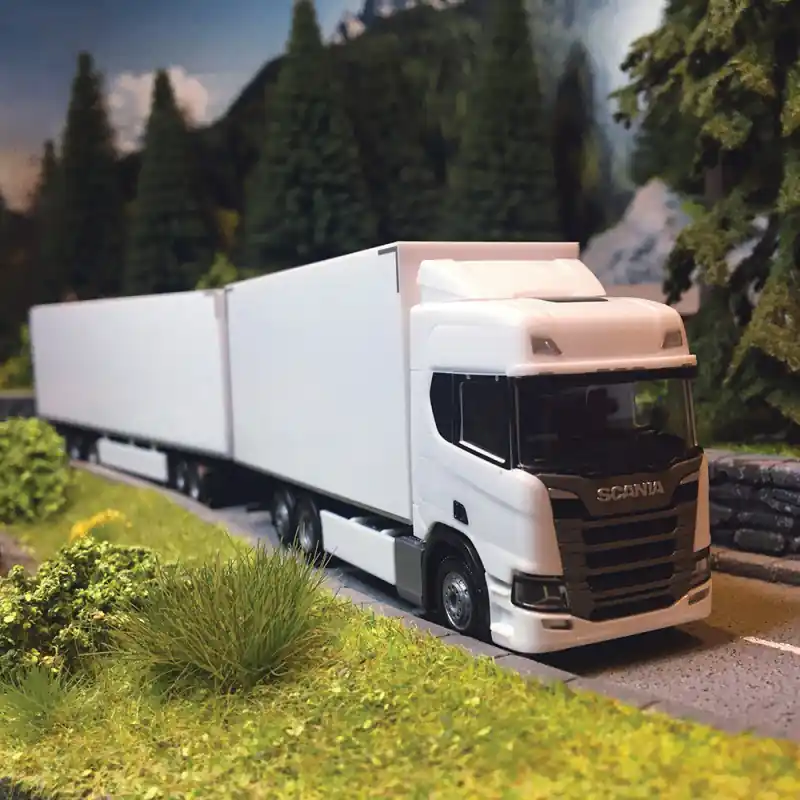 SCANIA CR 20 Double Remorque, Blanc - HERPA 315517 - HO 1/87 Dernier Modèle