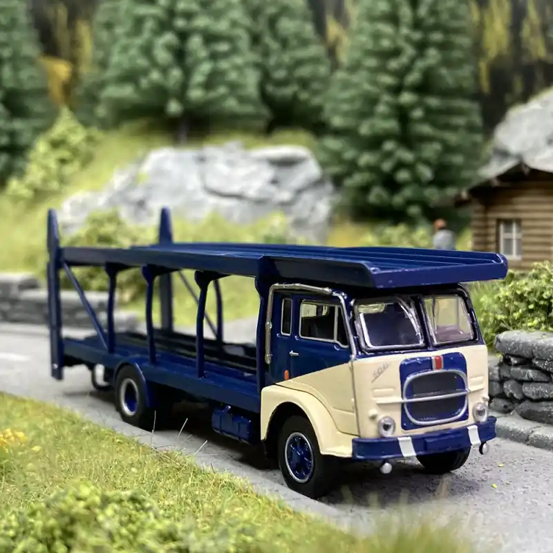 Fiat 640 Porte autos Bleu / Crème - STARLINE MODELS 58483 - HO 1/87 Expédié Aujourd'hui