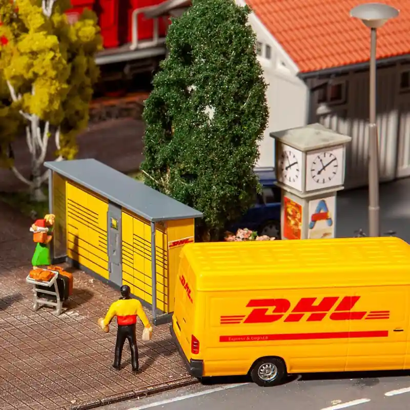 Commander Maintenant Stations de consignes / Casiers pour colis "DHL" (x2) - FALLER 180281 - HO 1/87