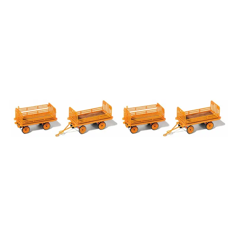 Prix Cassé Remorques de chariot électrique, orange (x4) - PREISER 17128 - HO 1/87
