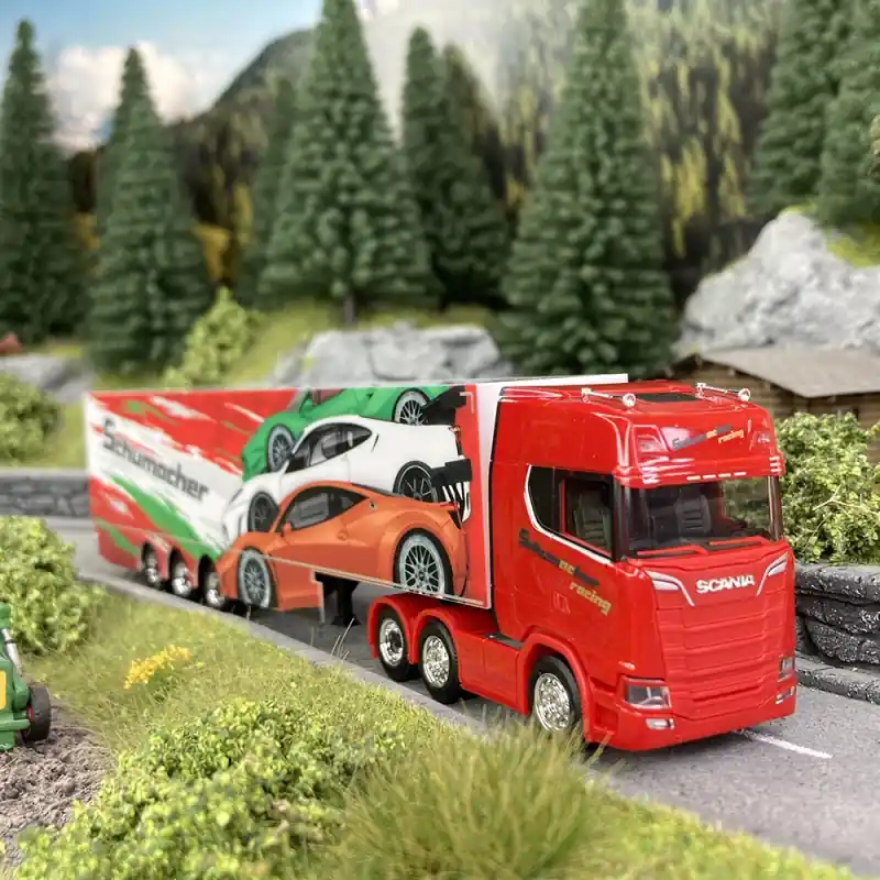 Top Vente Scania CS20 HD Semi Schumacher, Décoré - HERPA 313643 - HO 1/87
