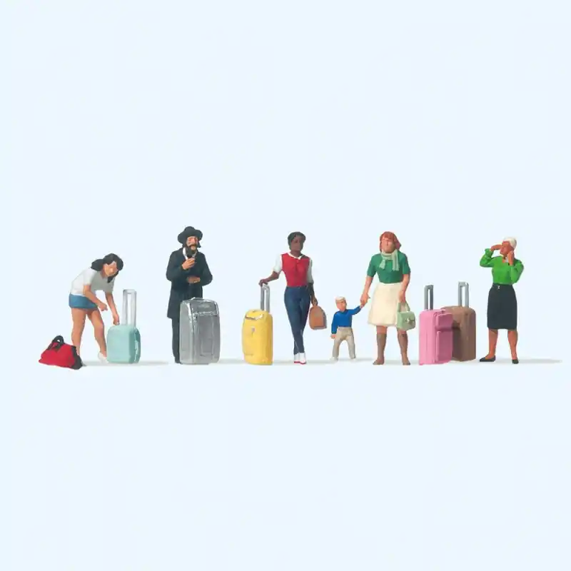 Voyageurs et bagages -HO 1/87-PREISER 10795 Expédié Aujourd'hui