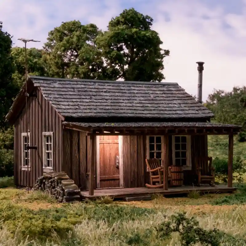 Nouvelle Collection Cabane rustique + Led-HO 1/87-WOODLAND SCENICS BR5065