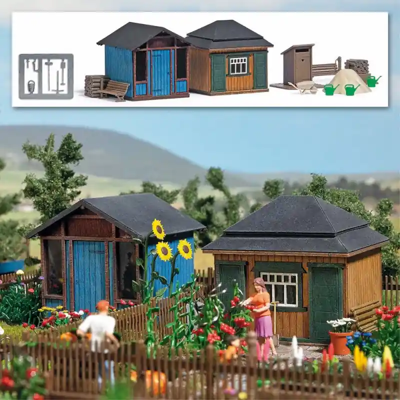 2 Abris de jardins + accessoires-HO 1/87-BUSCH 1617 Offre Exclusive