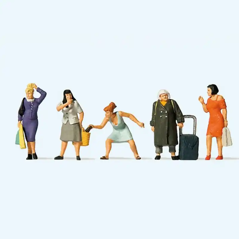 5 femmes faisant du shopping-HO 1/87-PREISER 10665 Certifié