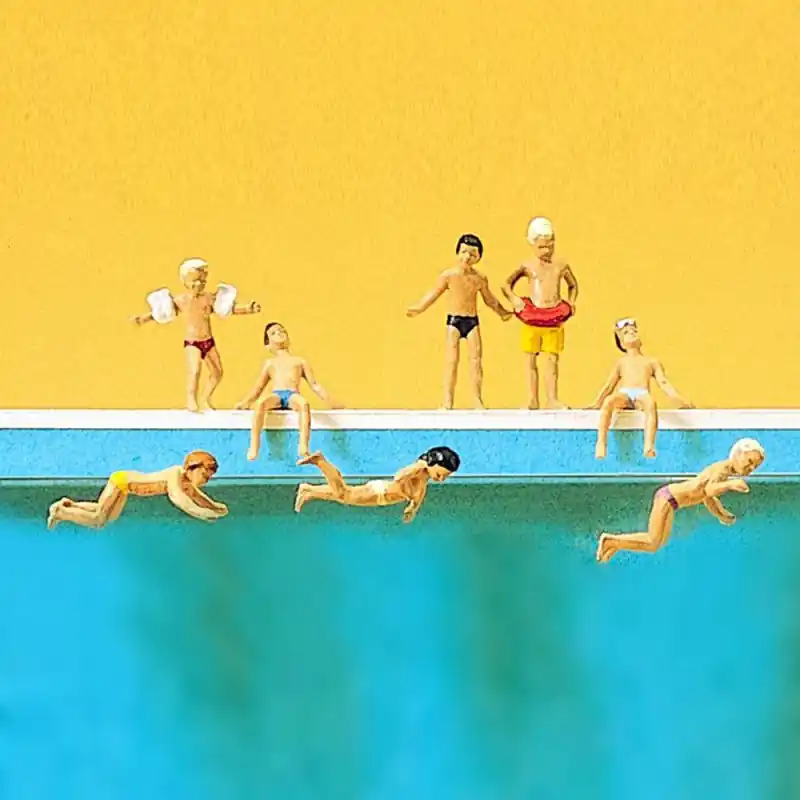 8 Enfants à la piscine-HO 1/87-PREISER 10307 Soldes