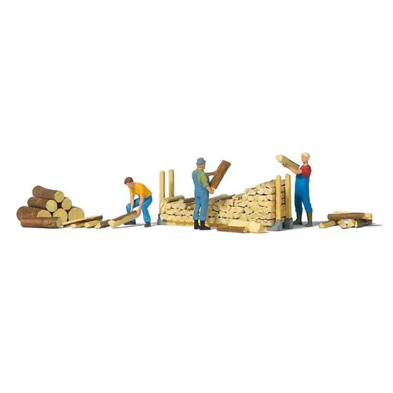 3 personnages chargeant du bois-HO 1/87-PREISER 10707 Vente Flash