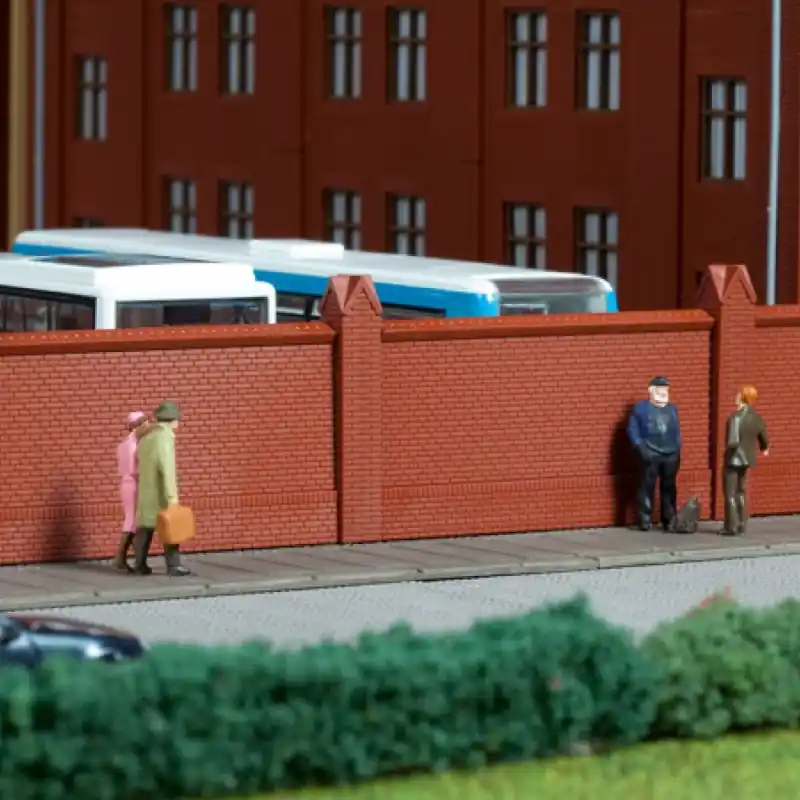 Mur d‘enceinte en briques rouges-HO 1/87-AUHAGEN 41623 Expédition Rapide