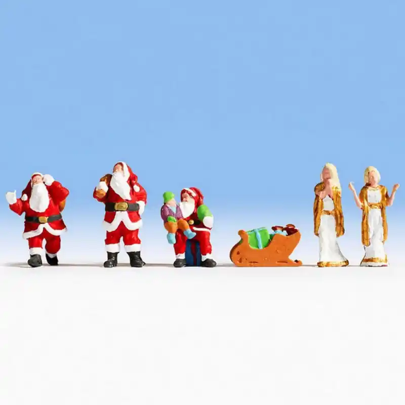 Nouveauté 3 Pères Noël + anges-HO-1/87-NOCH 15920