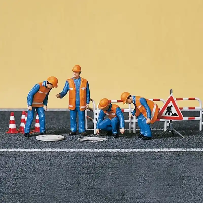 4 égoutiers + accessoires-HO-1/87-PREISER 10445 Top Vente