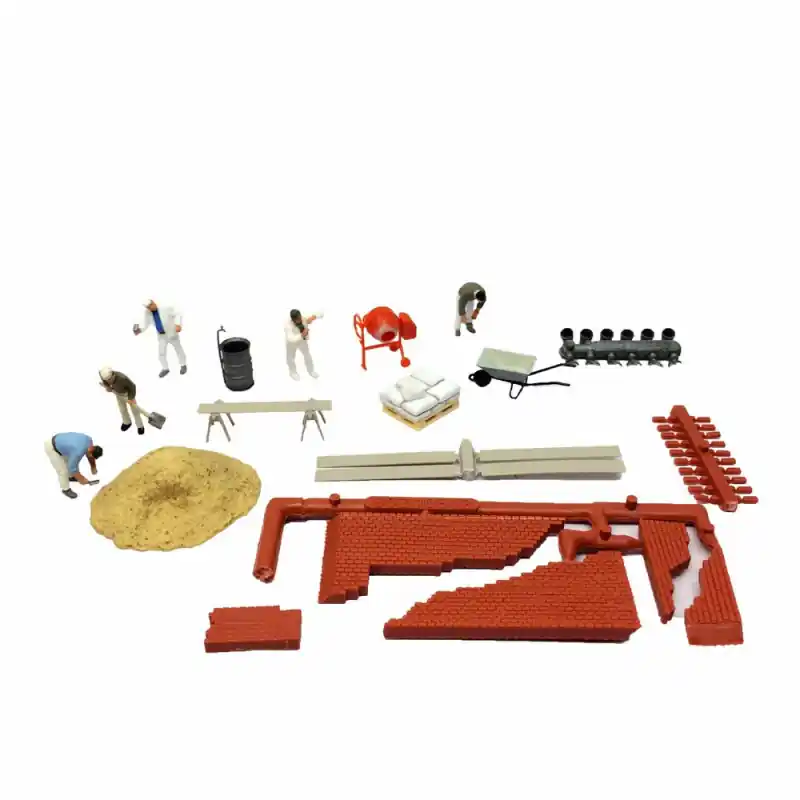 Set figurines et accessoires de travaux maçonnerie-HO-1/87-PREISER 10542 Meilleure Vente