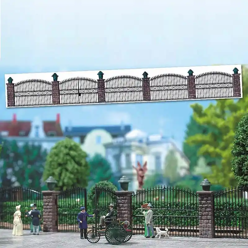 Authentique Set de clôture pilier maçonné et fer forgé-HO-1/87-BUSCH 6016