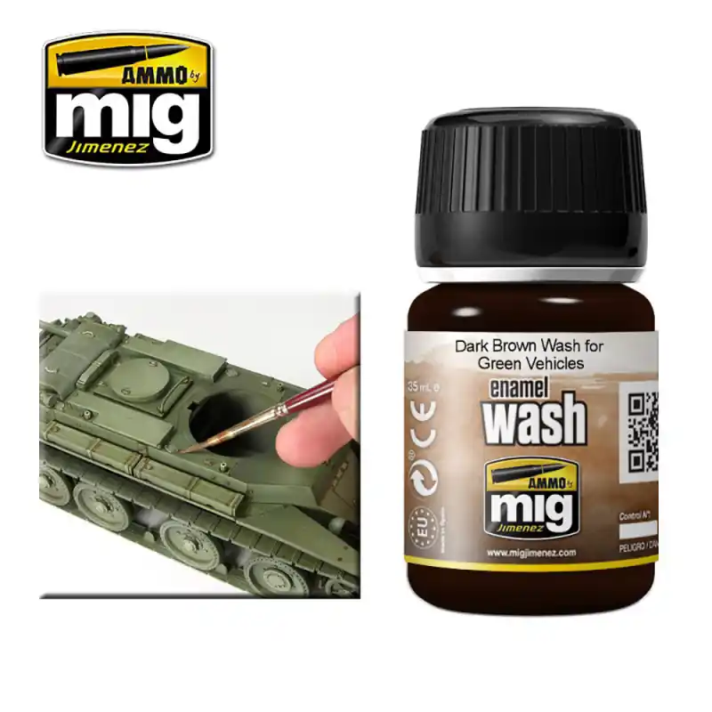 Lavis Email Marron foncé pour véhicules vert, 35ml - AMMO 1005 Haute Qualité