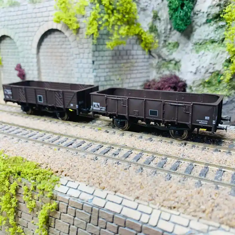 Set de 2 wagons tombereau ex-PLM 4 portes brun wagon, Sncf Ep III - REE WB819 - HO 1/87 Expédition Rapide