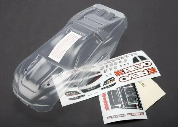 Usine Directe Traxxas 7111 Carrosserie Transparente E-REVO 1/16 avec stickers