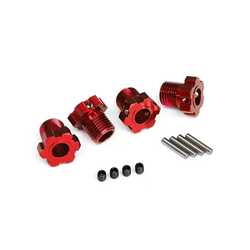 Hexagones de roues anodisés rouges 17mm (4) - Traxxas 8654R Réduction