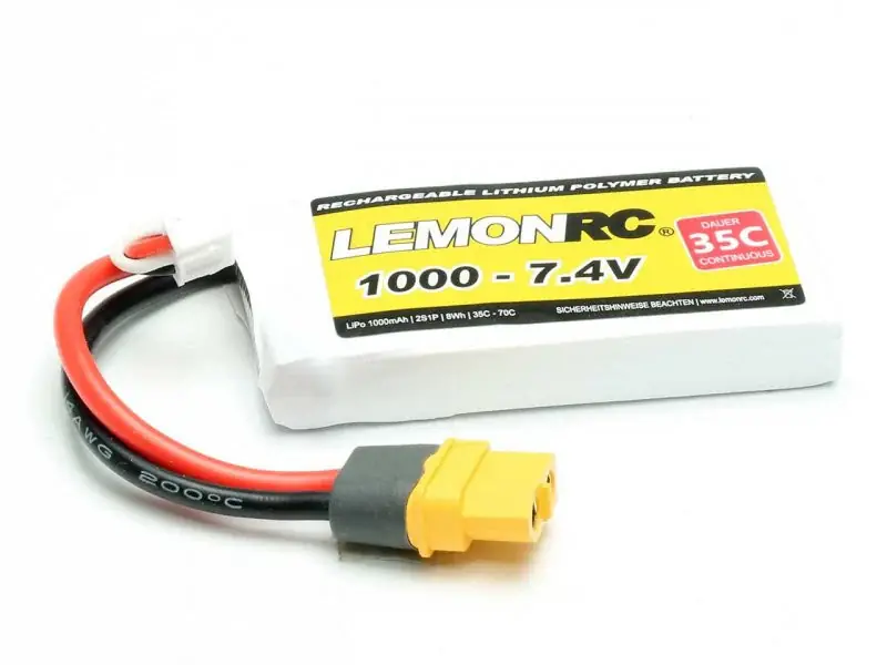 Batterie LiPo 2S LemonRC 1000 - 7.4V (35C) XT60 Achetez Aujourd'hui