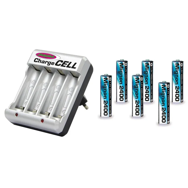 6 accus rechargeables NiMh 2400 mAh 1,2v avec chargeur mural 220v Expédition Rapide