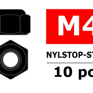 Prix Cassé Écrou Nylstop en acier M4 noir (10 pcs) - C-3101-40-6