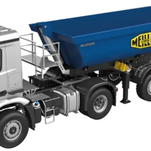 Marque FM Electrics Camion Mercedes-Benz Arocs 4X4 1/14 (gris) avec semi-remorque Meiller (bleu)
