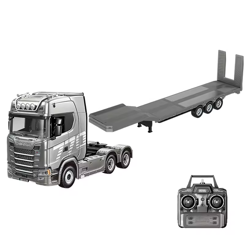 Ensemble Camion Huina Scania 770S RC 1501 gris + remorque 1502 Promotion Saisonnière