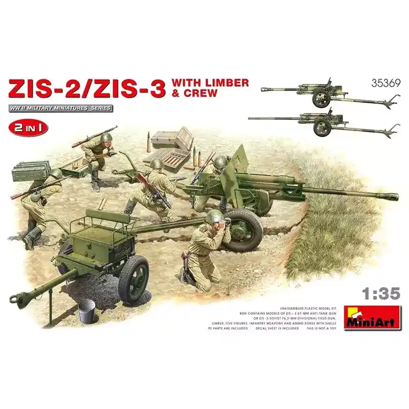 Top Vente MINIART 35369 ZIS-2/ZIS-3 Avec Attelage Et Équipage - Échelle 1/35