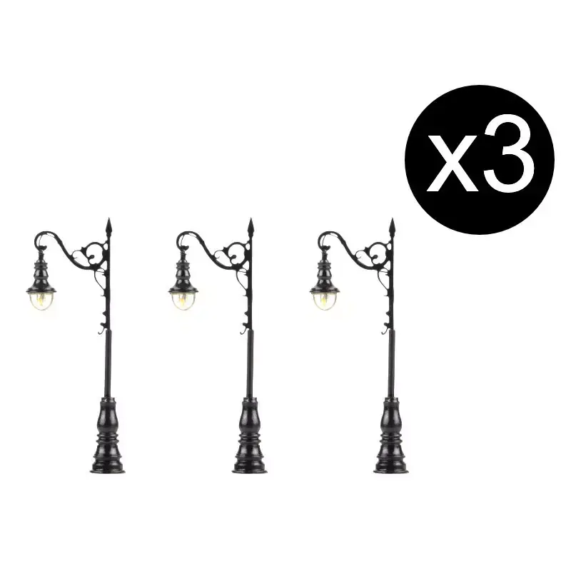 FALLER 272131 3x Réverbères À LED Blanc Chaud Cintrés - N 1/160 Super Prix