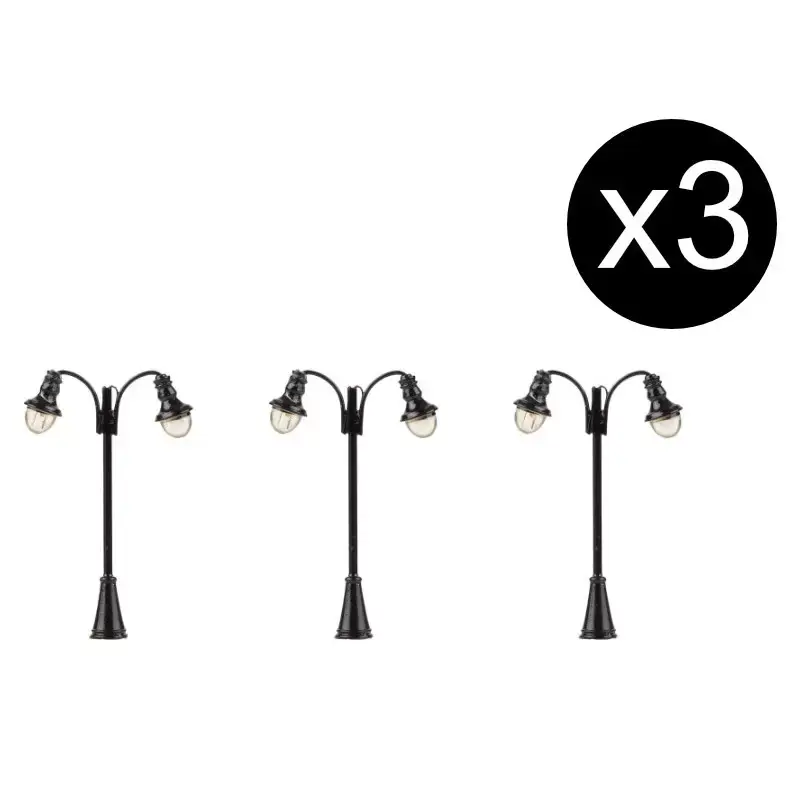 Bon Marché FALLER 272130 3x Réverbères À LED Blanc Chaud Cintrés - N 1/160