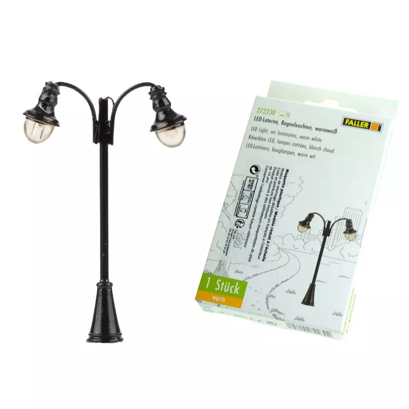 FALLER 272230 1x Réverbère À LED Blanc Chaud Cintré - N 1/160 Expédition Rapide