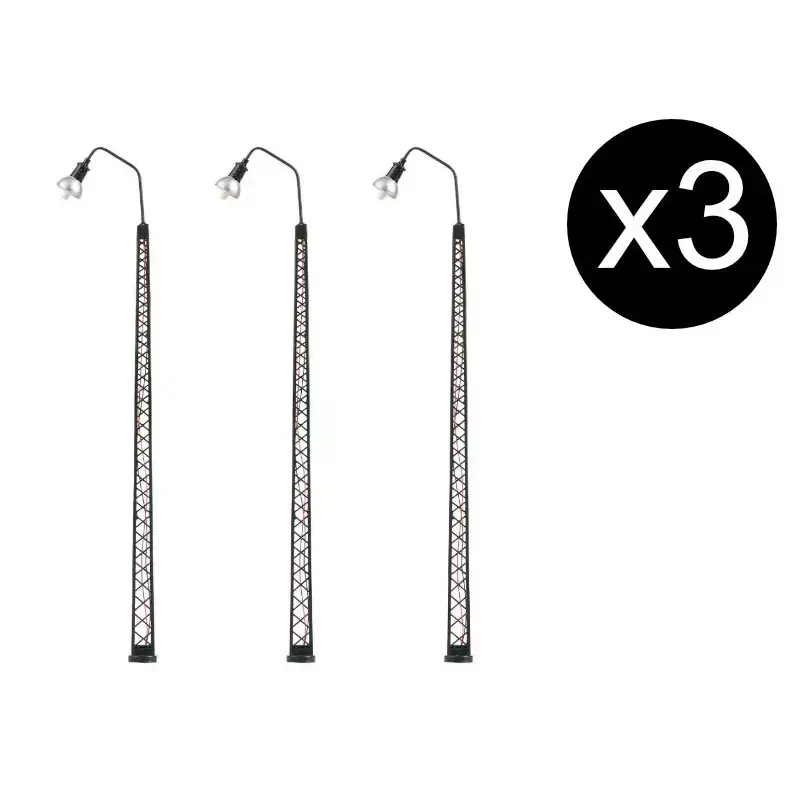 FALLER 180117 3x Lampadaires À LED Blanc Chaud Mât Treillis - HO 1/87 Achat Immédiat