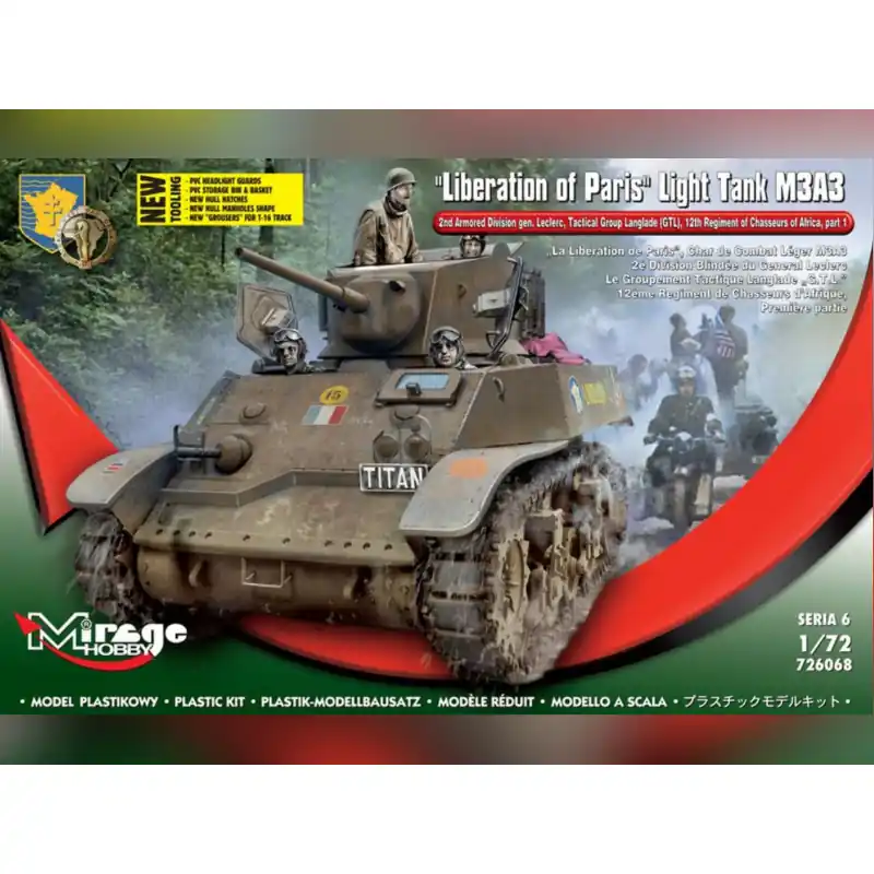 Offre Limitée MIRAGE HOBBY 726068 Light Tank M3A3, Libération De Paris - 1/72