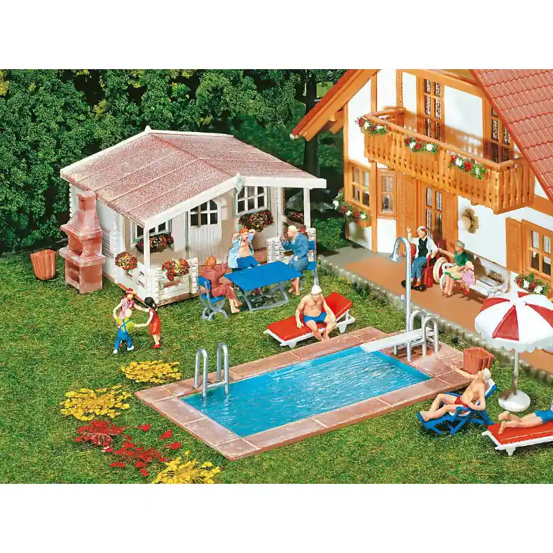 Top Vente FALLER 180542 Piscine Et Abri De Jardin - HO 1/87