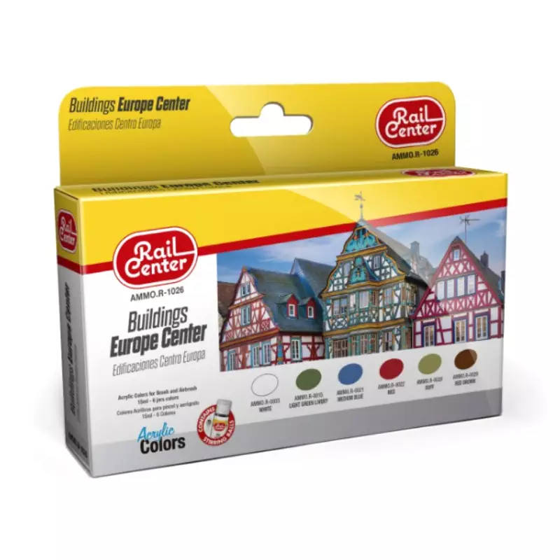 AMMO R-1026 Set 6x 15ml Bâtiments Europe Centrale Rail Center Promotion Saisonnière