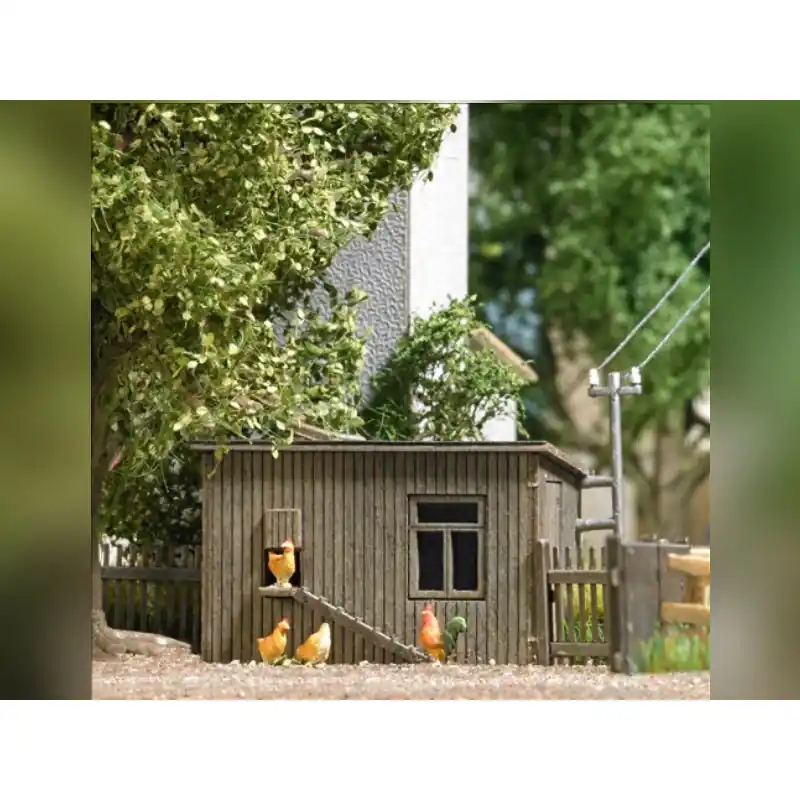 BUSCH 1844 Poulailler Avec Poules - HO 1/87 Pas Cher