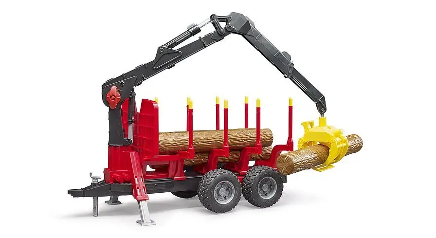 Petit Prix BRUDER Remorque Forestière avec Grue de chargement et grappin 02252
