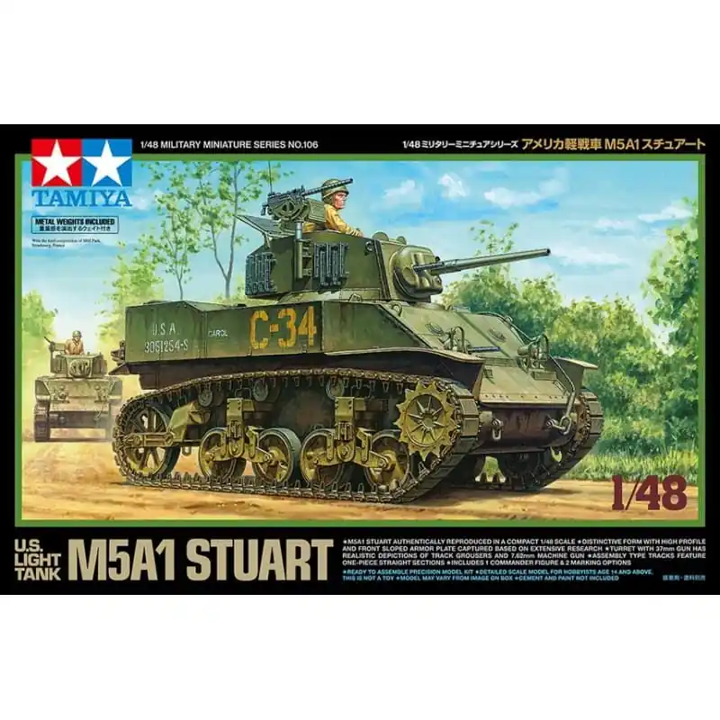 US Light Tank M5A1 Stuart 1/48 Tamiya - 32606 Offre Spéciale